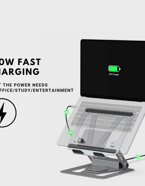 Load image into Gallery viewer, QFI-Cyber 360° Portable Laptop Docking Station USB C Hub 4K HDMI RJ45 Gray
