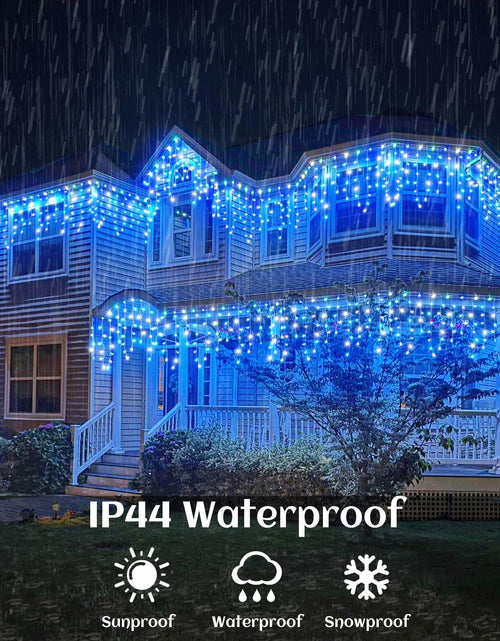 Load image into Gallery viewer, Nielfoi 66ft Icicle Lights 640 LED Blue White Outdoor Indoor Twinkle Curtain
