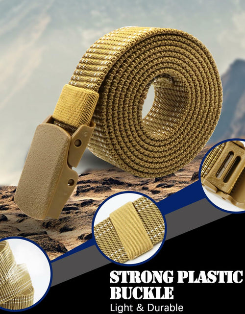 Load image into Gallery viewer, Sworew Men’s Tactical Nylon Belt Adjustable Web Non-Metal Buckle Khaki 54in
