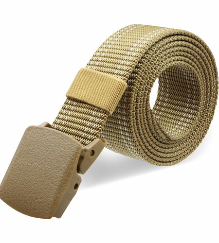 Sworew Men’s Tactical Nylon Belt Adjustable Web Non-Metal Buckle Khaki 54in