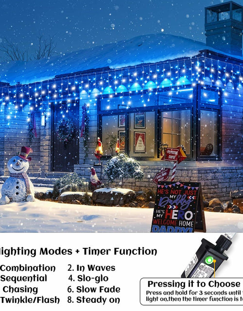 Load image into Gallery viewer, Nielfoi 66ft Icicle Lights 640 LED Blue White Outdoor Indoor Twinkle Curtain
