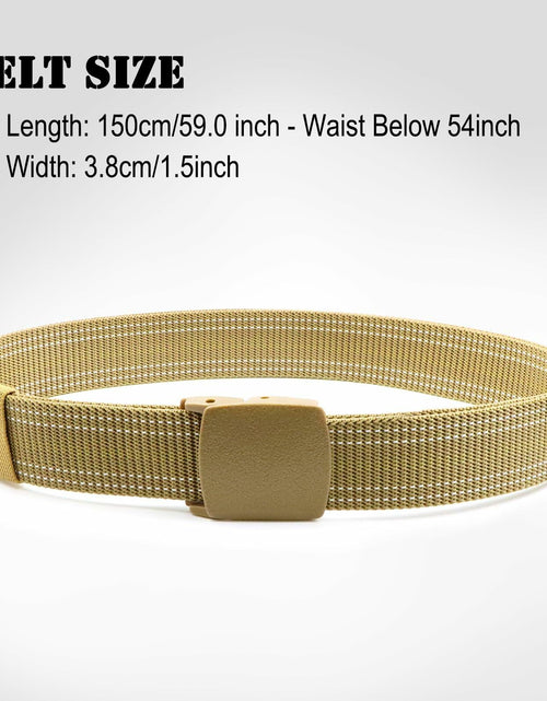 Load image into Gallery viewer, Sworew Men’s Tactical Nylon Belt Adjustable Web Non-Metal Buckle Khaki 54in

