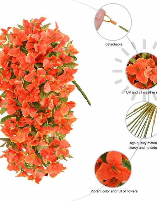 Load image into Gallery viewer, HyeFlora Bougainvillea Artificial Hanging Flowers 2pcs Orange UV Resistant
