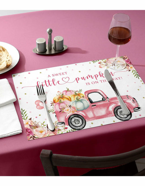 Load image into Gallery viewer, Andrain 50pcs Pumpkin Disposable Paper Placemats 11x17in Pink Flowers

