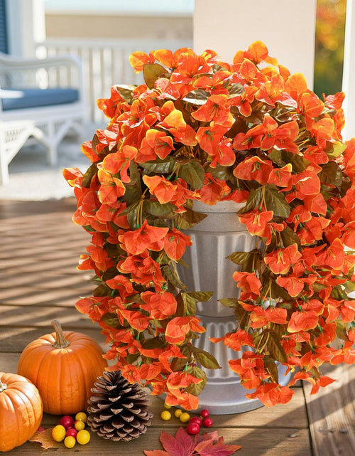 Load image into Gallery viewer, HyeFlora Bougainvillea Artificial Hanging Flowers 2pcs Orange UV Resistant
