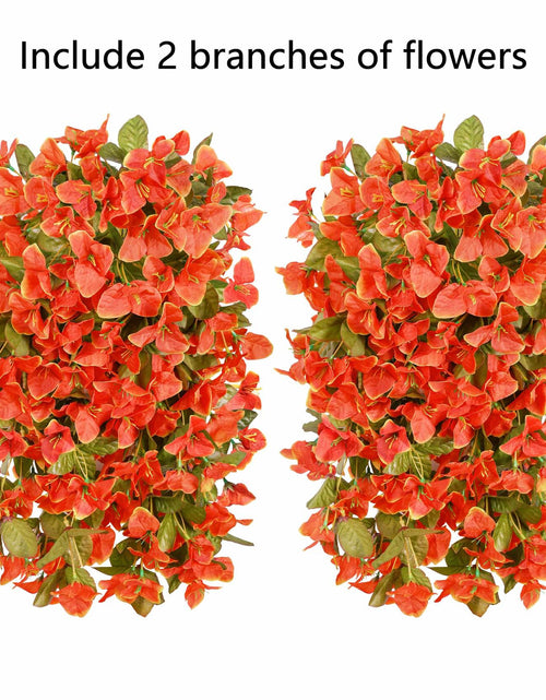 Load image into Gallery viewer, HyeFlora Bougainvillea Artificial Hanging Flowers 2pcs Orange UV Resistant
