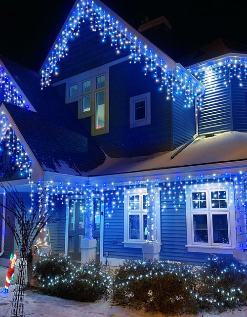 Load image into Gallery viewer, Nielfoi 66ft Icicle Lights 640 LED Blue White Outdoor Indoor Twinkle Curtain
