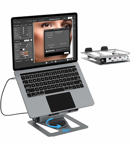 QFI-Cyber 360° Portable Laptop Docking Station USB C Hub 4K HDMI RJ45 Gray