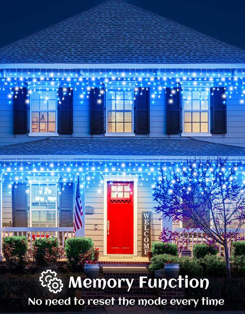 Load image into Gallery viewer, Nielfoi 66ft Icicle Lights 640 LED Blue White Outdoor Indoor Twinkle Curtain
