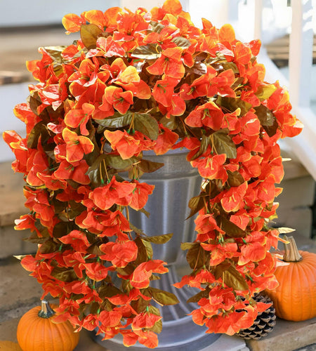 HyeFlora Bougainvillea Artificial Hanging Flowers 2pcs Orange UV Resistant