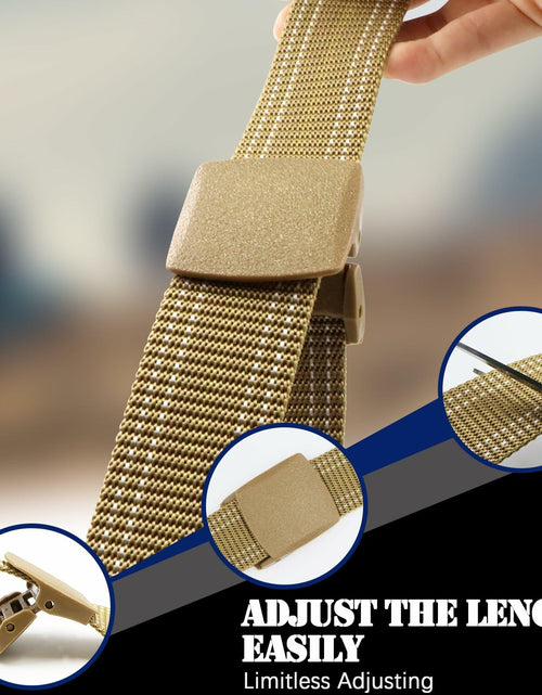 Load image into Gallery viewer, Sworew Men’s Tactical Nylon Belt Adjustable Web Non-Metal Buckle Khaki 54in
