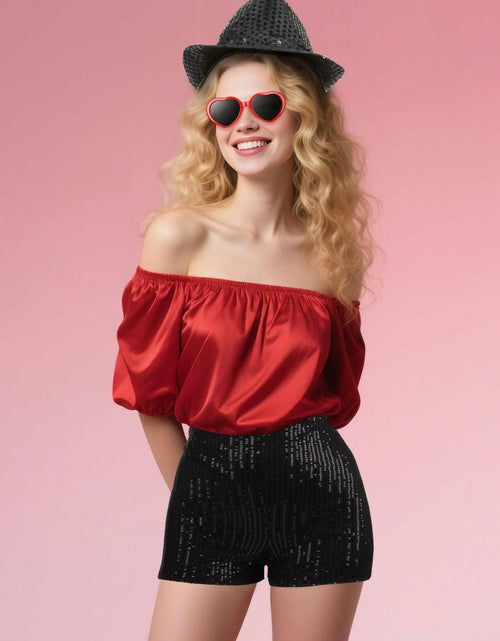 Load image into Gallery viewer, PJPSAA Halloween Singer Costume 3pc Wig Hat Shorts Blonde XL
