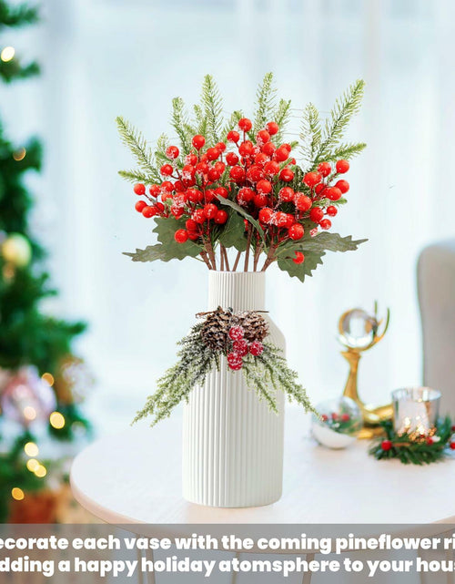 Load image into Gallery viewer, Brighomrom Christmas Ceramic Vases Set of 3 White Ribbed Pineflower Rings
