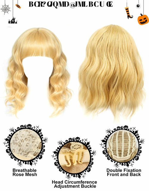Load image into Gallery viewer, PJPSAA Halloween Singer Costume 3pc Wig Hat Shorts Blonde XL
