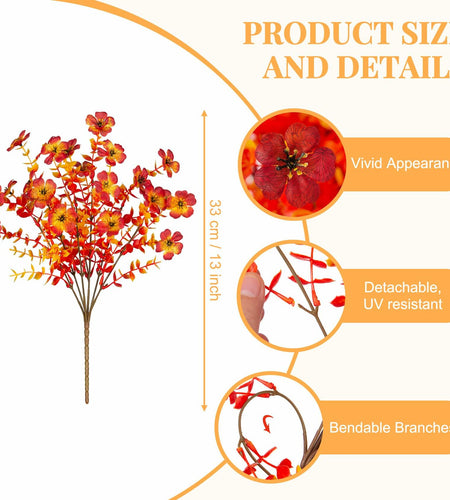 INXUGAO Artificial Mums Fall Flowers UV Resistant 9.7x9.7x13.7in B-red