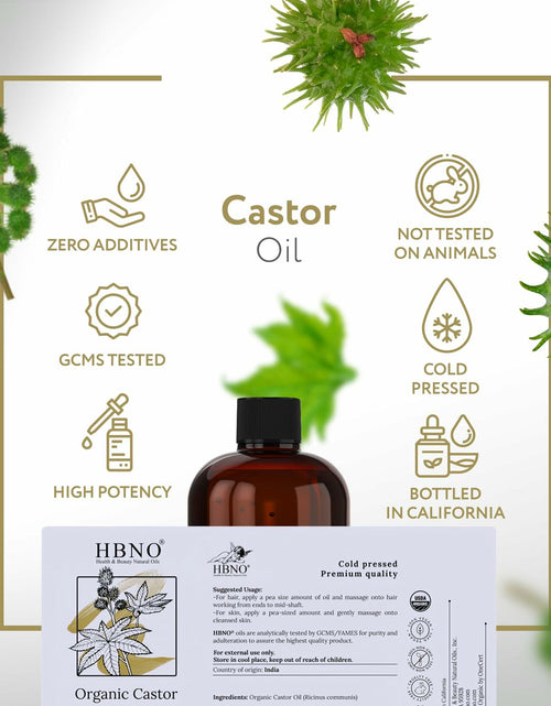 Load image into Gallery viewer, HBNO California Organic Castor Oil 16 fl oz USDA Certified Hexane Free

