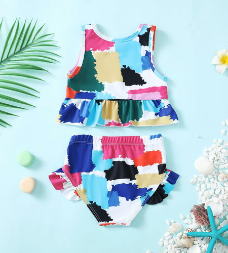 YWFSHOP Toddler Girls 2pc Ruffle Tankini Swimsuit 18–18M