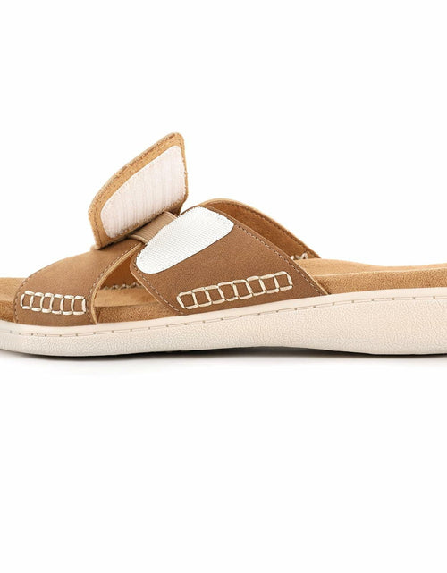 Load image into Gallery viewer, LazyStep Women’s Adjustable Cross Sandals Arch Support Tan Size 6
