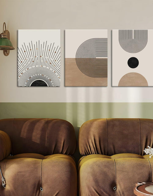Load image into Gallery viewer, MANPPOP Mid Century Modern Canvas Wall Art Set 3 Black Beige 12x16 Inch
