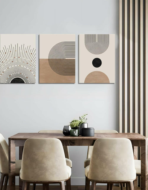 Load image into Gallery viewer, MANPPOP Mid Century Modern Canvas Wall Art Set 3 Black Beige 12x16 Inch
