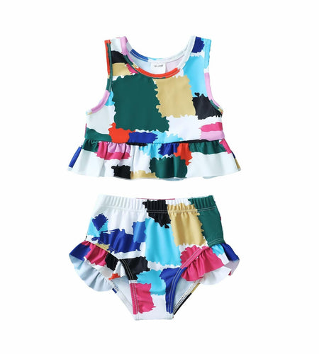 YWFSHOP Toddler Girls 2pc Ruffle Tankini Swimsuit 18–18M