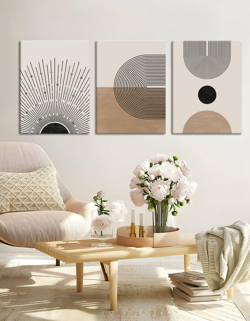Load image into Gallery viewer, MANPPOP Mid Century Modern Canvas Wall Art Set 3 Black Beige 12x16 Inch
