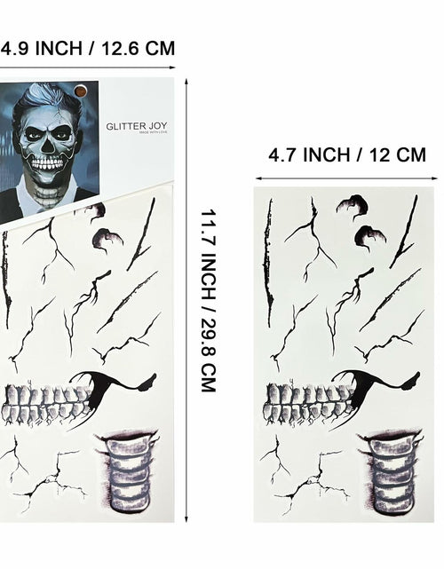 Load image into Gallery viewer, LEOARS Fake Zombie Face Tattoos Dia De Los Muertos Halloween Temporary Black
