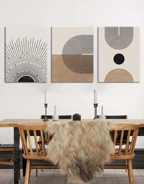 Load image into Gallery viewer, MANPPOP Mid Century Modern Canvas Wall Art Set 3 Black Beige 12x16 Inch
