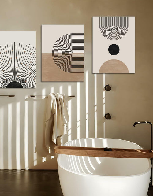 Load image into Gallery viewer, MANPPOP Mid Century Modern Canvas Wall Art Set 3 Black Beige 12x16 Inch

