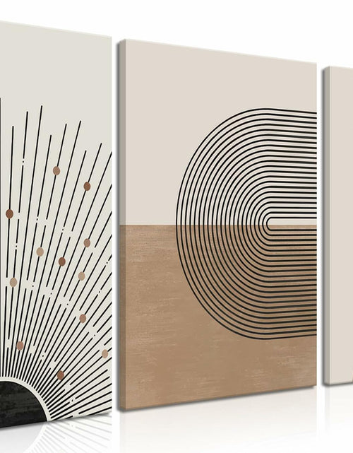 Load image into Gallery viewer, MANPPOP Mid Century Modern Canvas Wall Art Set 3 Black Beige 12x16 Inch
