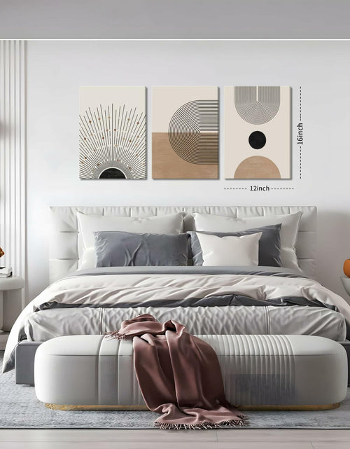 Load image into Gallery viewer, MANPPOP Mid Century Modern Canvas Wall Art Set 3 Black Beige 12x16 Inch
