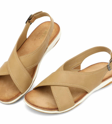 UBFEN Womens Flat Sandals Arch Support Adjustable Slingback Khaki Size 9