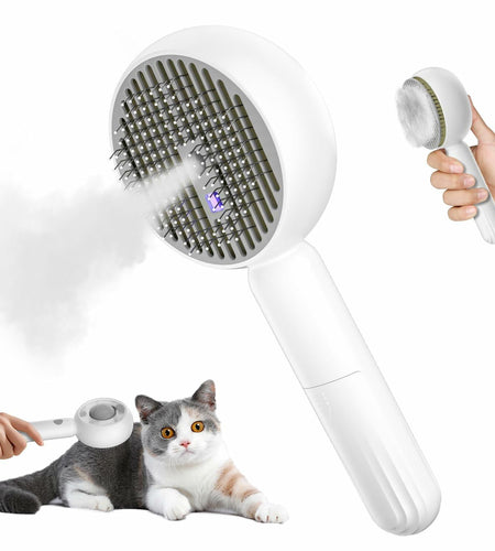 ALAFLY 4-in-1 Cat Steam Brush Grooming Comb Shedding Massage Gray