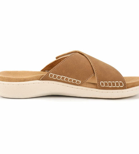 LazyStep Women’s Adjustable Cross Sandals Arch Support Tan Size 6