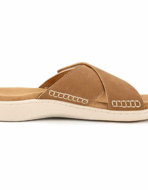 Load image into Gallery viewer, LazyStep Women’s Adjustable Cross Sandals Arch Support Tan Size 6
