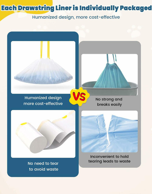 Load image into Gallery viewer, KONE Cat Litter Bags Robot 3/4 Drawstring 2 mil Thick 57 Count 5-9 Gal
