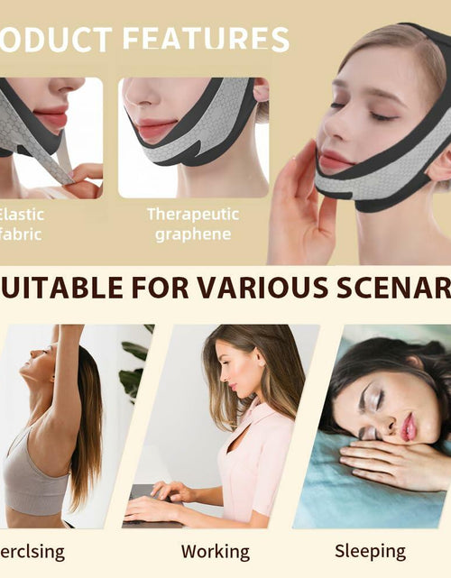 Load image into Gallery viewer, ROWMATE Graphene V-Line Mask Jaw Exerciser Chin Strap Black Size M
