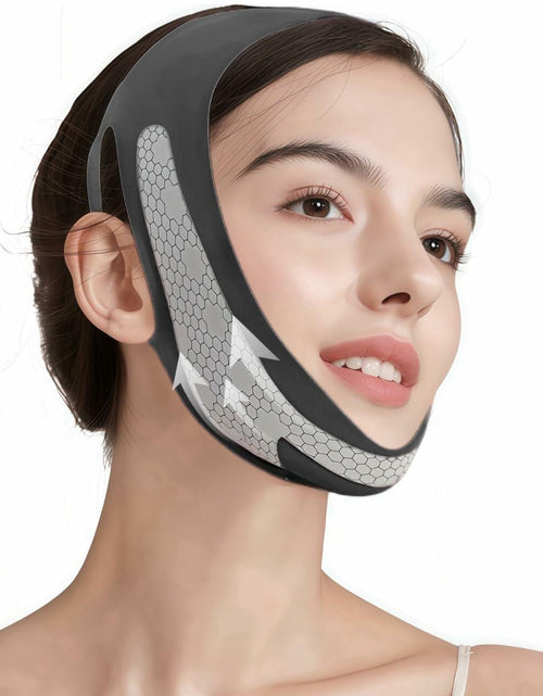 Load image into Gallery viewer, ROWMATE Graphene V-Line Mask Jaw Exerciser Chin Strap Black Size M
