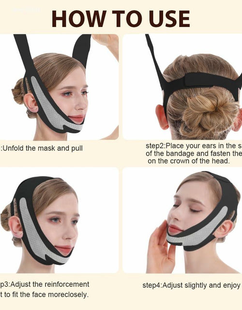 Load image into Gallery viewer, ROWMATE Graphene V-Line Mask Jaw Exerciser Chin Strap Black Size M
