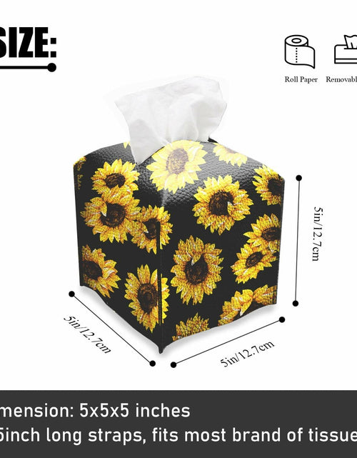 Load image into Gallery viewer, TESIQIMT PU Leather Sunflower Tissue Box Cover 5x5x5in
