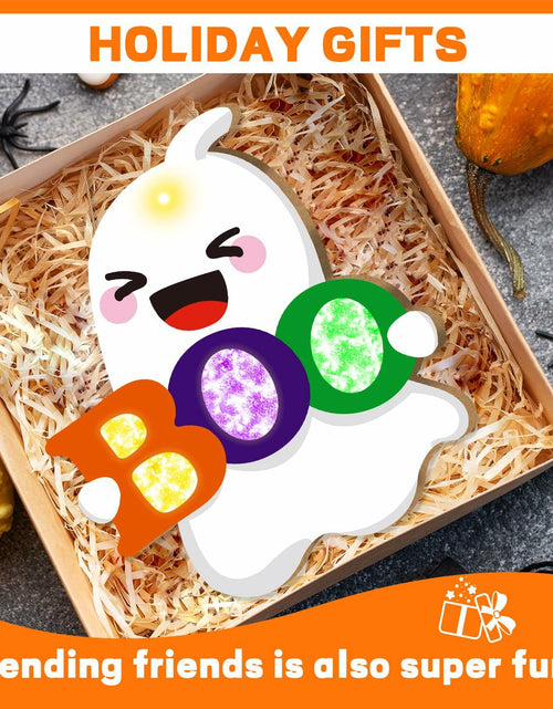Load image into Gallery viewer, tineit BOO Halloween Ghost Door Decor Lighted Hanging Sign 12x13 White
