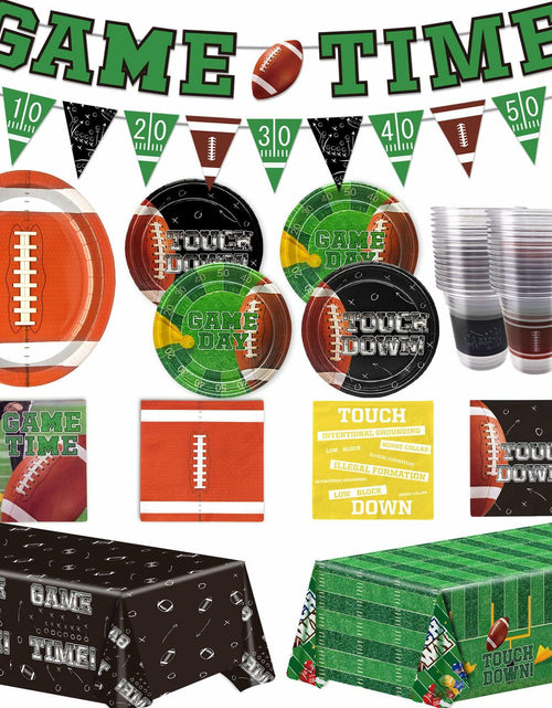 Load image into Gallery viewer, Yavxzvbw Football Party Plates Tablecloth Decor Supplies Green Birthday
