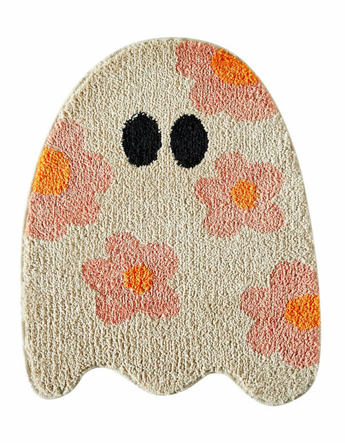 Load image into Gallery viewer, Ouyattle Halloween Ghost Bath Mat Non-Slip Washable Boho Floral Khaki
