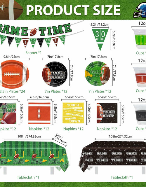 Load image into Gallery viewer, Yavxzvbw Football Party Plates Tablecloth Decor Supplies Green Birthday
