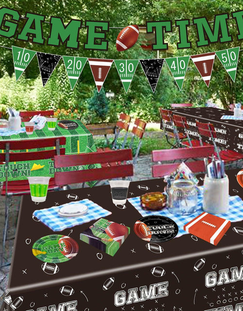 Load image into Gallery viewer, Yavxzvbw Football Party Plates Tablecloth Decor Supplies Green Birthday
