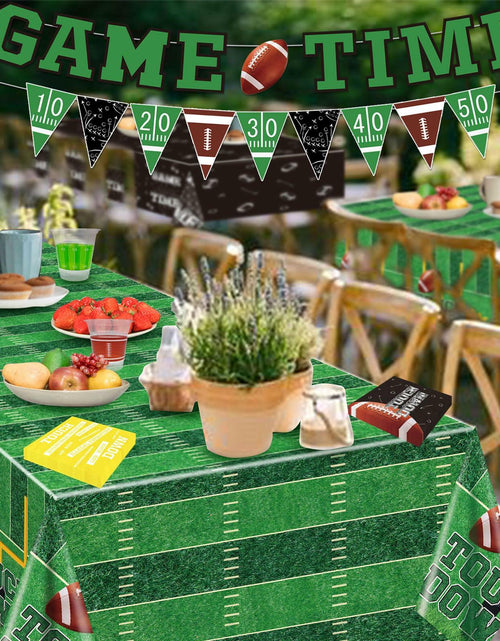 Load image into Gallery viewer, Yavxzvbw Football Party Plates Tablecloth Decor Supplies Green Birthday
