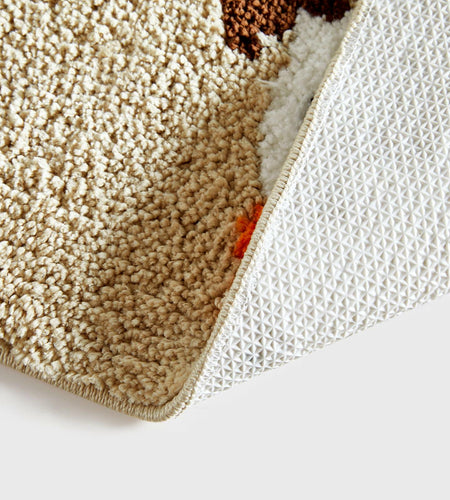 Ouyattle Halloween Ghost Bath Mat Non-Slip Washable Boho Floral Khaki