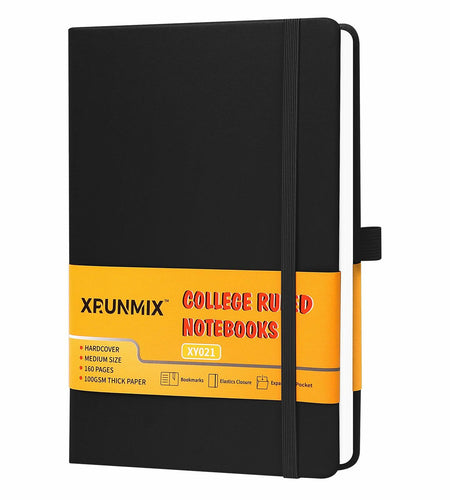 XRUNMIX Lined Journal Notebook 5.7x8in 160 Pages 100 GSM Black 1 Pack