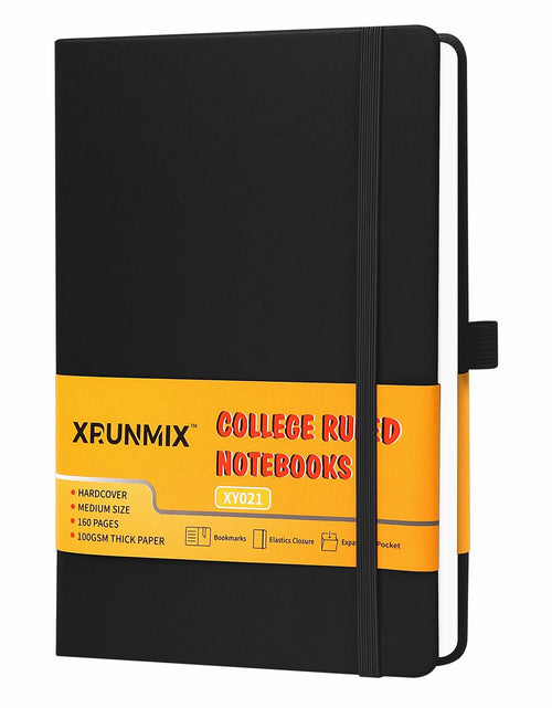 Load image into Gallery viewer, XRUNMIX Lined Journal Notebook 5.7x8in 160 Pages 100 GSM Black 1 Pack
