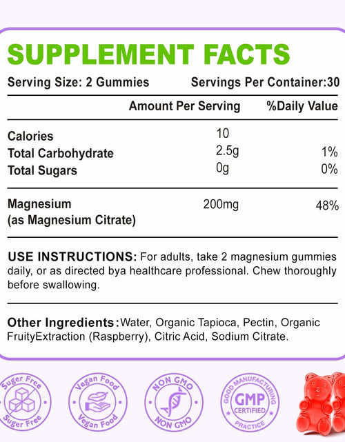 Load image into Gallery viewer, BestBy05/26 Zetelixia Magnesium Citrate Gummies 120 Ct Vegan Raspberry 2 Pack
